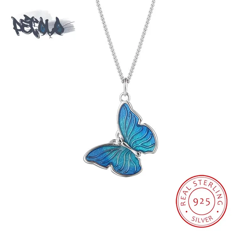 

Женское серебряное ожерелье с кулоном-бабочкой, из серебра 925 пробы