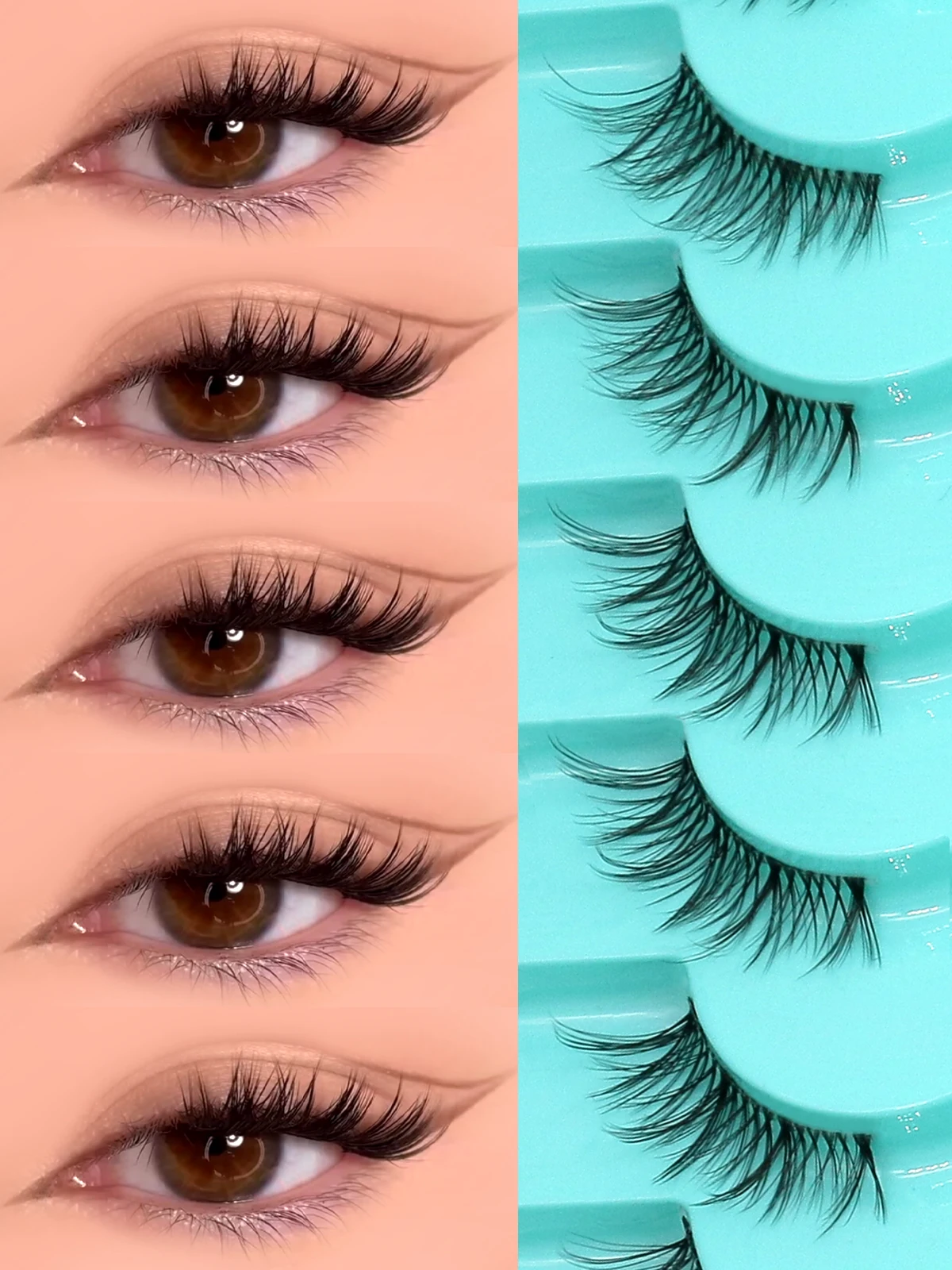 Fake Eyelashes GROINNEYA Half Eyelashes Natural Long Clear Band Lashes