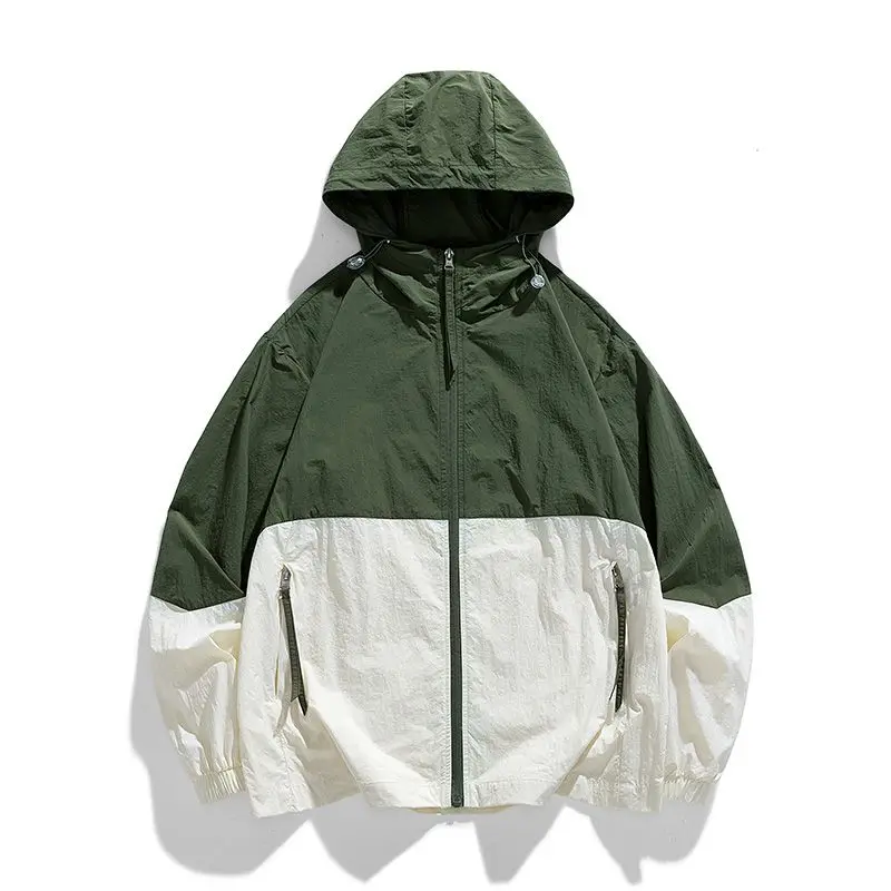Men's Hoodie Sweatshirt Long Sleeve Jacket Thin Tops Summer Sun Protection Casual Loose Streetwear Fashion Outerwear New W146 image