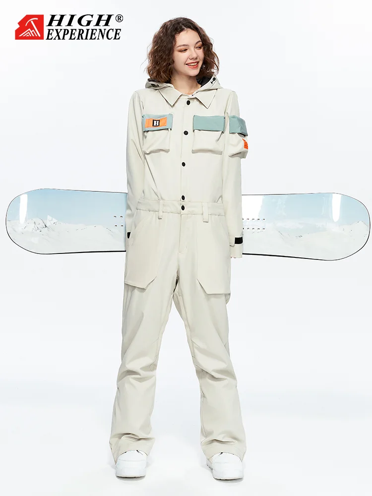 new professional one-piece ski suit for waterproof thickened warm loose single and double board set snowboard clothes