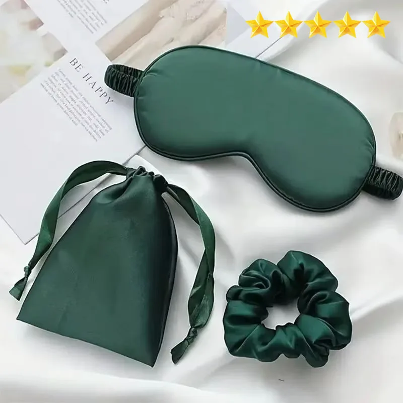 Eye Mask Silk-like Sleeping Soft Cooling With Storage Bag Scrunchie Sleep Mask