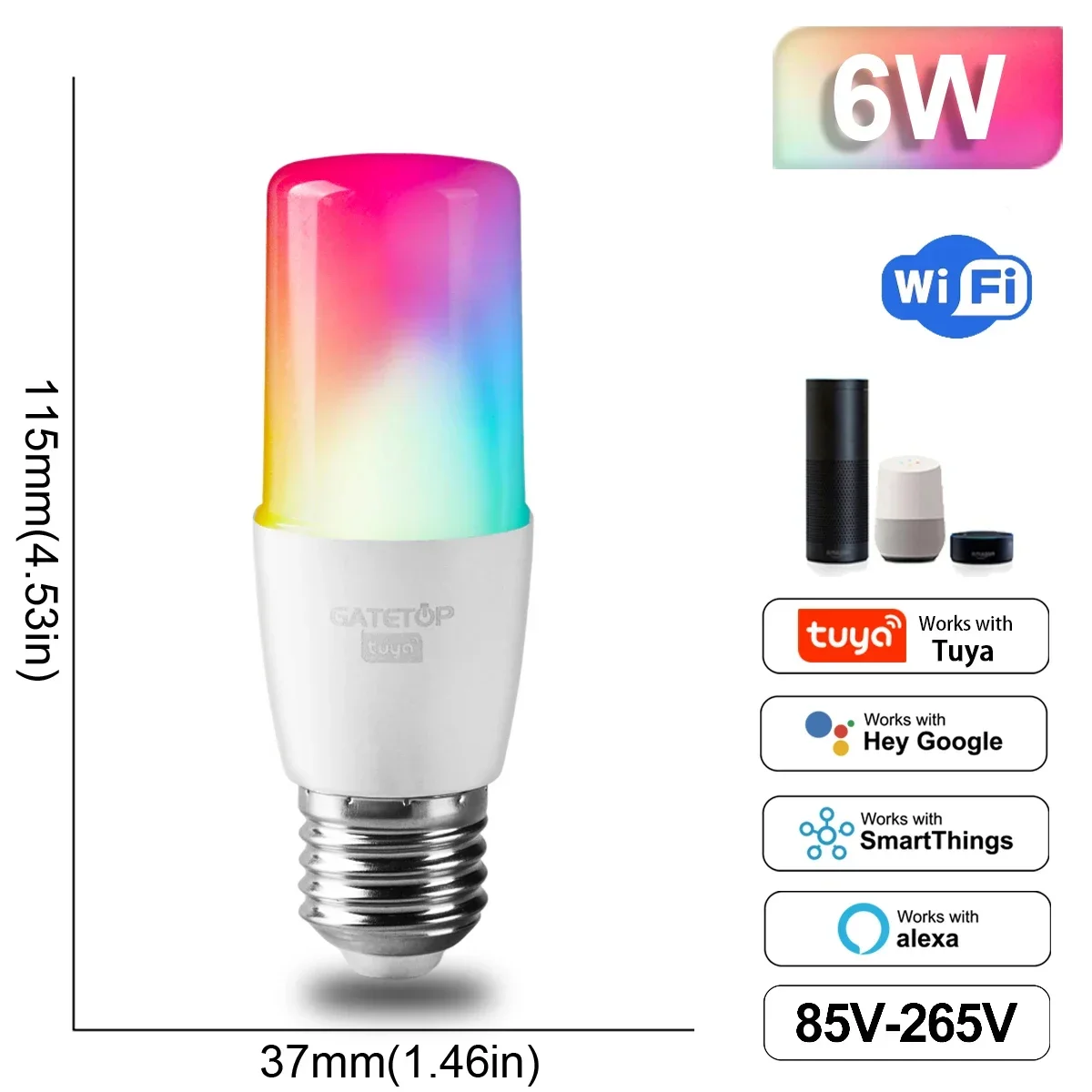 ตัวเลือกสินค้า RGB Wi-Fi Smart LED Bulb ปรับแสงได้ ควบคุมผ่าน Alexa และ Google Home