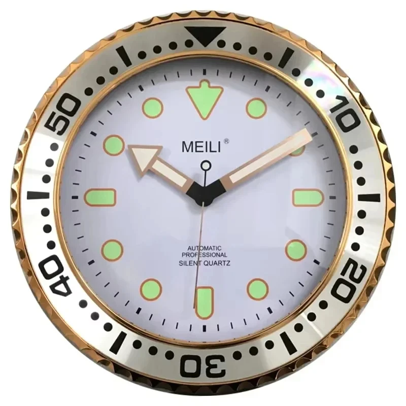 Wall clock 30CM luxury metal art large digital luminous 3D home decor living room