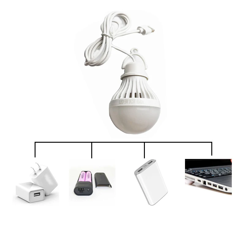 LED Portable Mini Light Bulb 5V USB Power Supply With Switch Book Light Student Reading Indoor And Outdoor Available