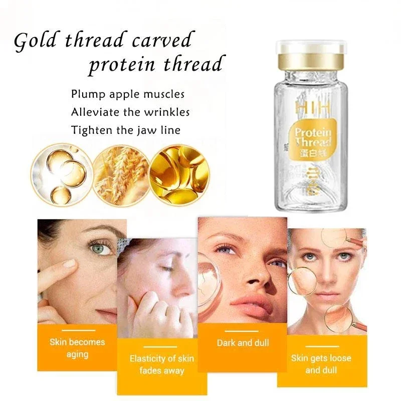 

Face Skin Thread Firming Silk Fibroin Line Carving Anti-aging Rejuvenecimiento Facial Collagen Protein Thread 5 Bottles