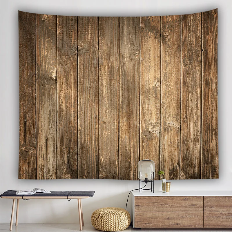 Wooden board tapestry stone wall wooden board background wall hanging cloth living room bedroom room home decoration