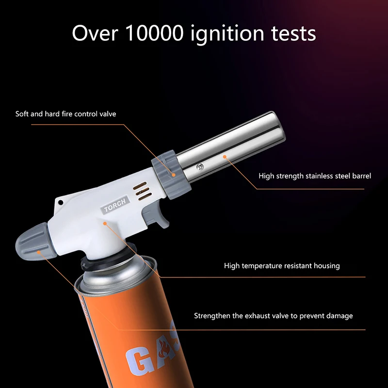 Torch Cooking AutoIgnition Butane Gas Welding-Burner Welding Gas Burner Flame Torch Flame Gun Blow for BBQ Camping Cooking