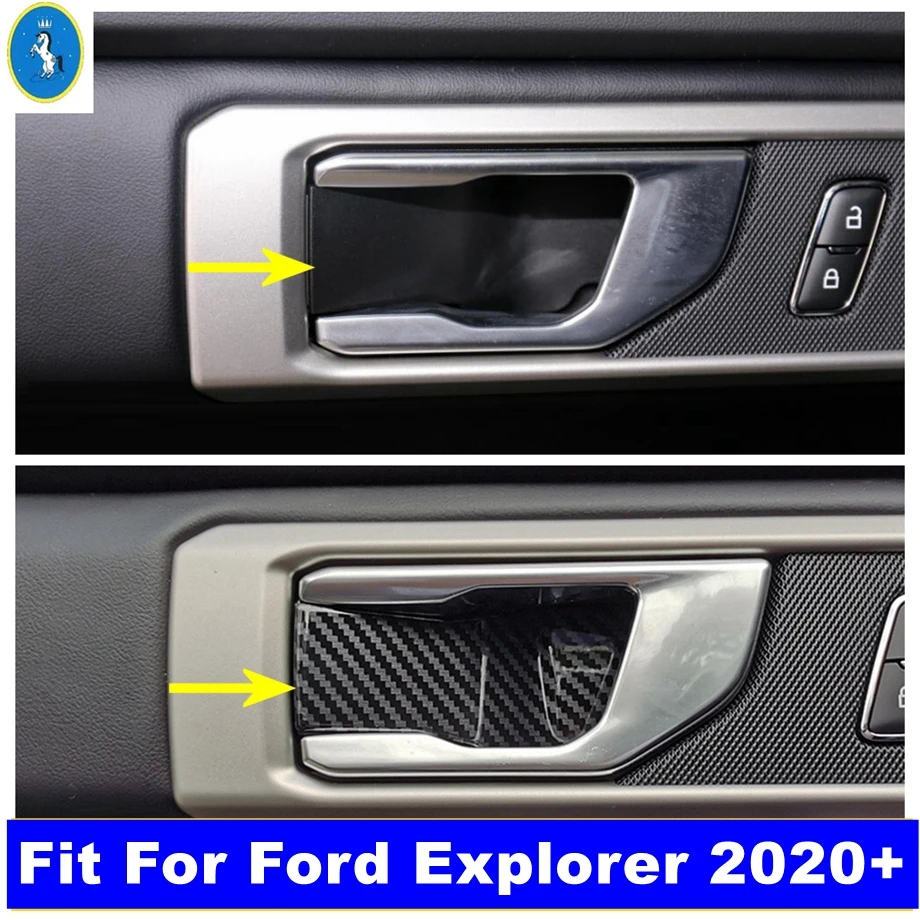 

Carbon Fiber Inner Door Handle Bowl Frame Decoration Cover Trim Fit For Ford Explorer 2020 - 2023 Interior Refit Kit Accessories