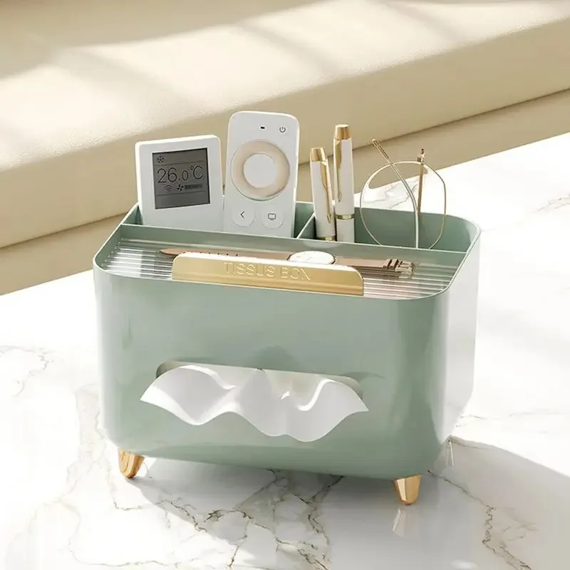 Multifunctional Tissue Box Living Room Tissue Case Desktop Organizer Remote Control Tissue Holder Luxury Paper Tissue Box Holder 3