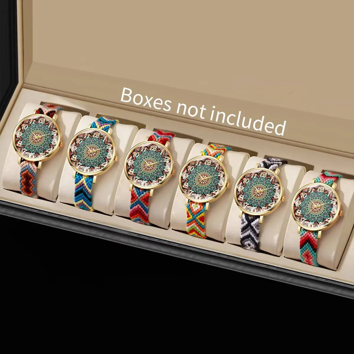 1/6/7 قطعة ساعات نسائية عصرية عتيقة بحزام منسوج سا...