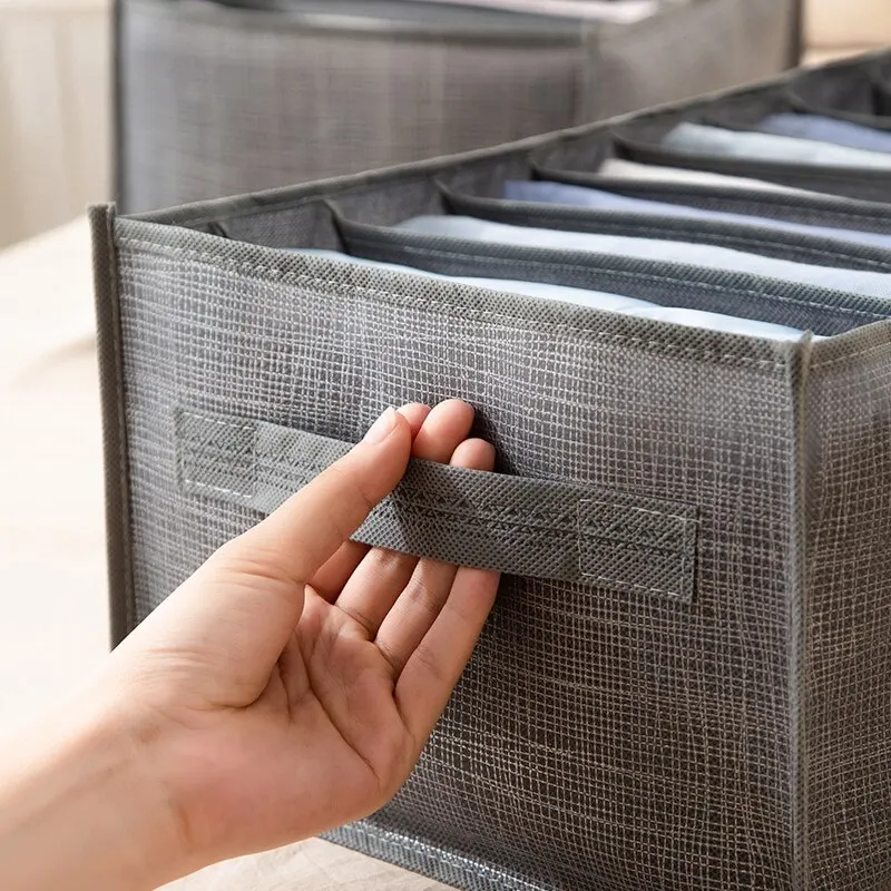 Storage Box 1Pc 9 Grid Storage Box Non Woven Durable Washable Space Saving Layered Arrangement Pants Clothes Underwear Wardrobe Storage