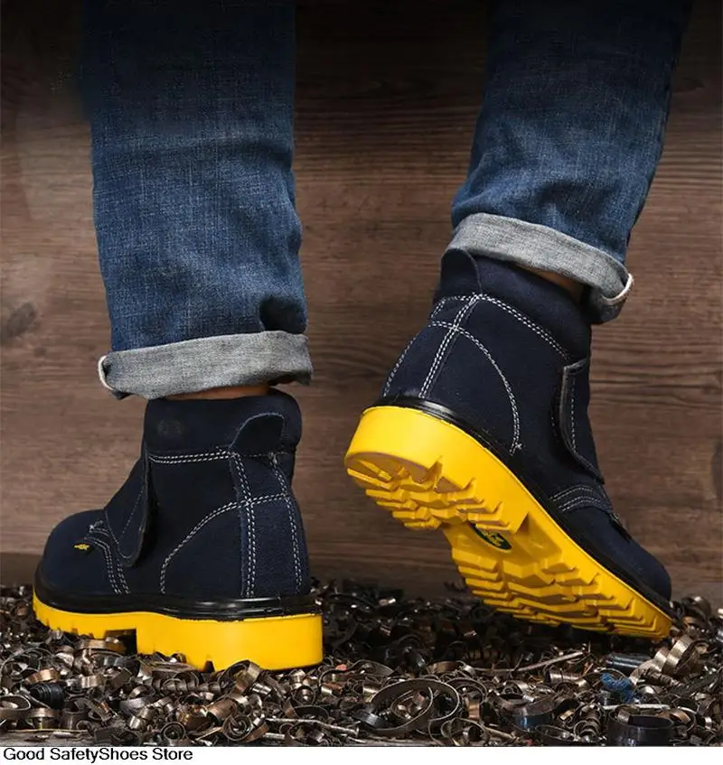 Men Safety Shoes Steel Toe Work Boots Anti-smashing Safety Boots Men Construction Welding Shoes Lightweight Work Shoes Male