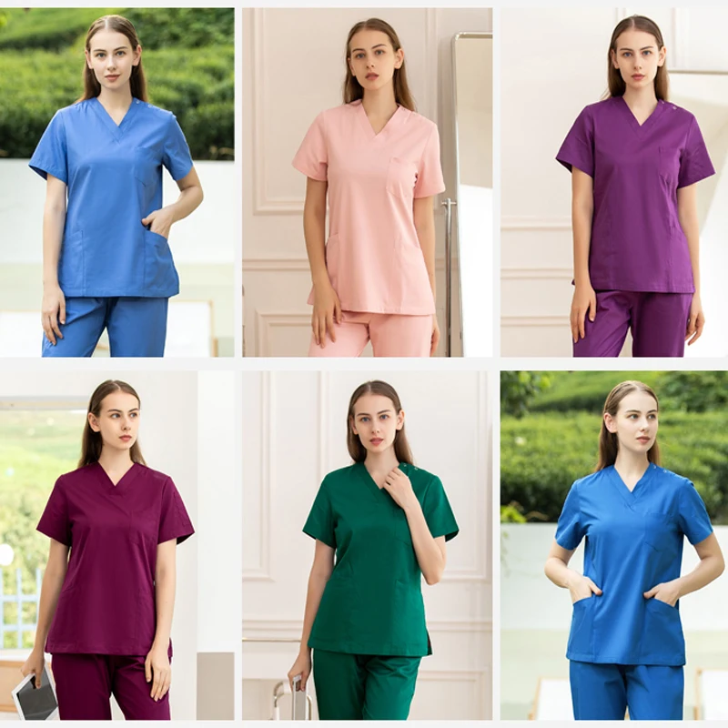 

Pet Grooming Institution Scrubs Set High Quality Spa Uniforms Unisex V-Neck Work Clothes Medical Suits Tops Pants
