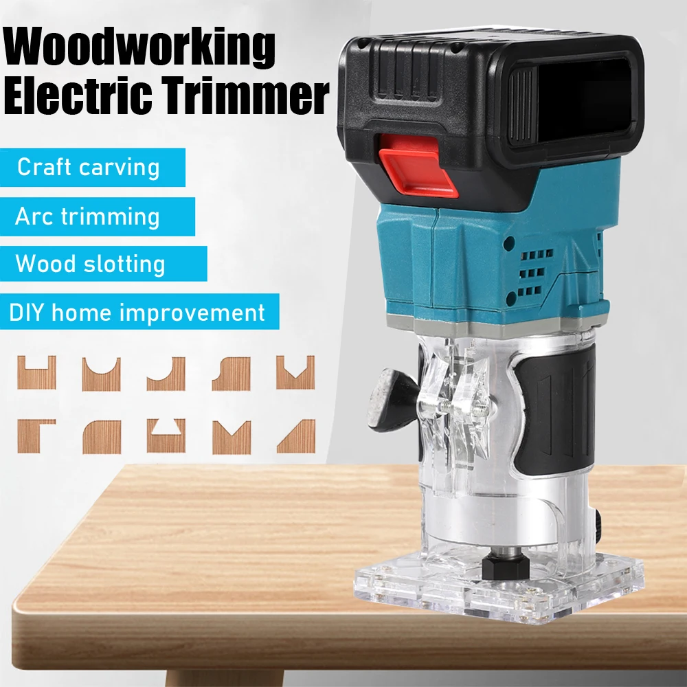 Cordless Lithium Electric Trimmer Woodworking Engraving Slotting Trimming Milling Machine Wood Router For Makita 18V Battery