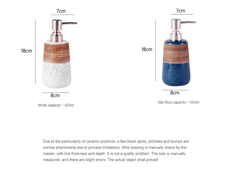 Description Picture 5 of itemSoap Dispenser 420ml Retro Creative Ceramic Pressure Soap, Hand Sanitizer, Lotion Bottle, Bottle, For Travel, Bathroom, Home
