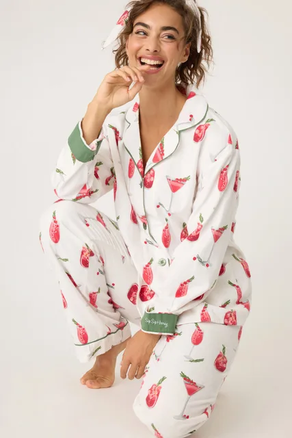 Women's Print Cotton Pajama Set Long Sleeve Autumn Winter Ladies Sleepwear 2 Pcs with Pant Single Breasted Pijama Suit Female