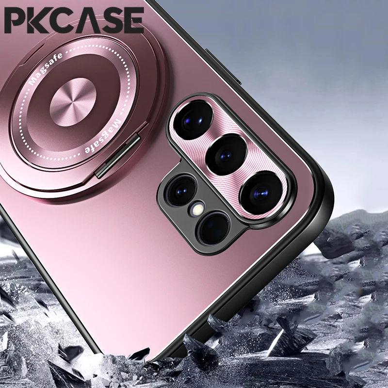 PKCASE 360° Rotating Ring Magnetic Phone Case with Matte Lens Protective Cover