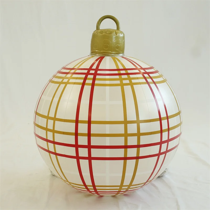 thumbnail image 1 of Bola inflable navideña de 60 cm, bola decorada de PVC, bolas gigantes grandes, bolas de juguete para decorar árboles de Navidad, bola sin adorno de luz, 1 of 5