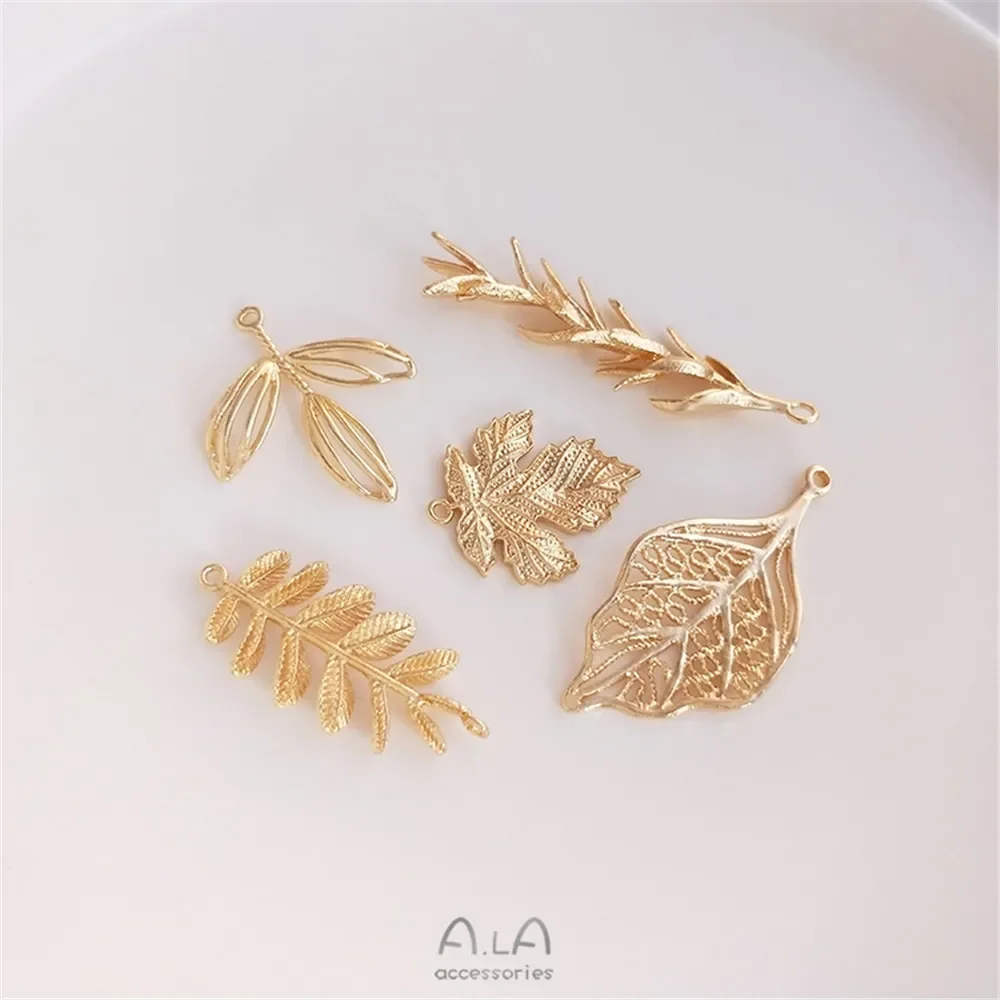

Preserve color 14K gold maple leaf leaf Willow pendant pendant DIY handmade earrings tassel earrings hairpin pendant