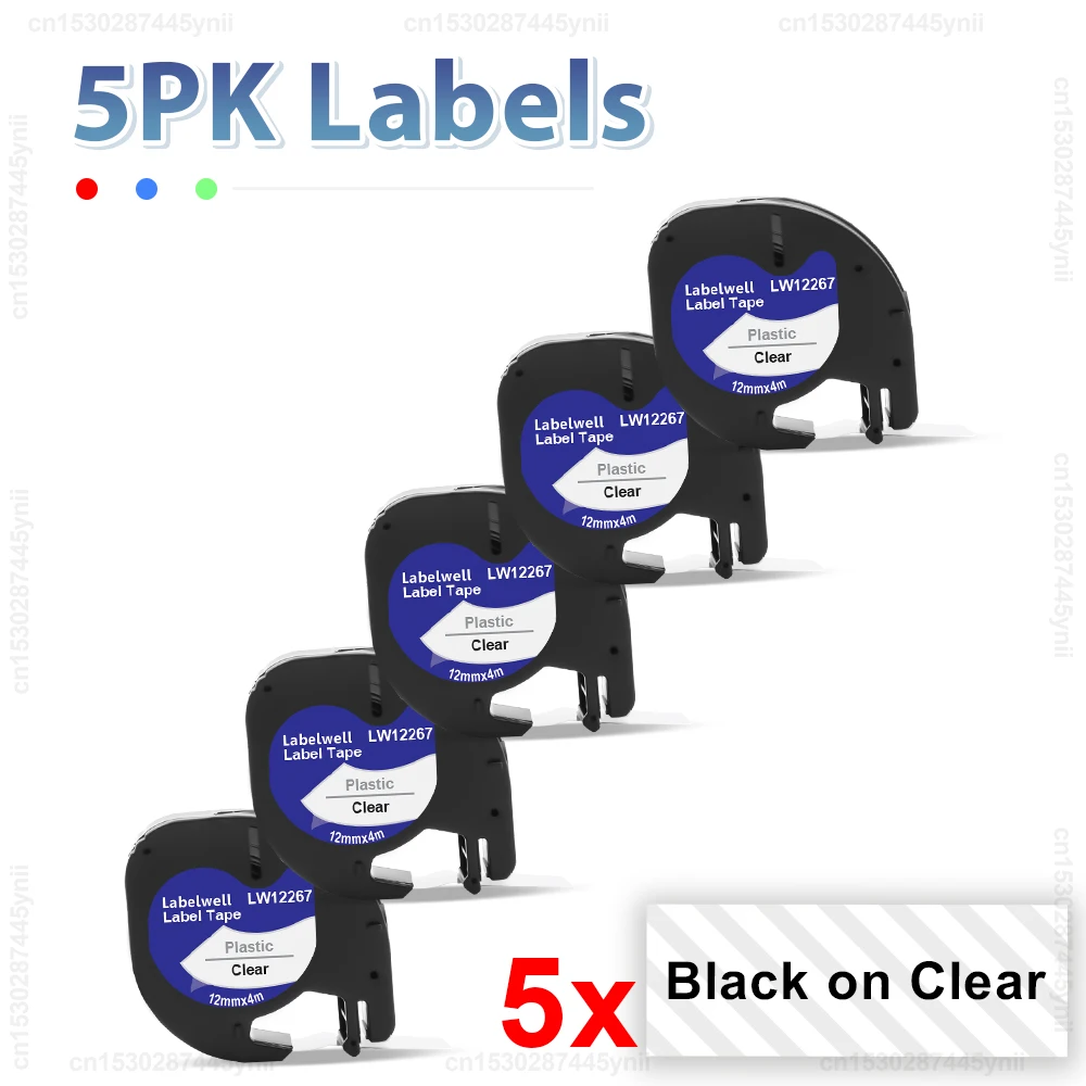 5PK Black on Clear