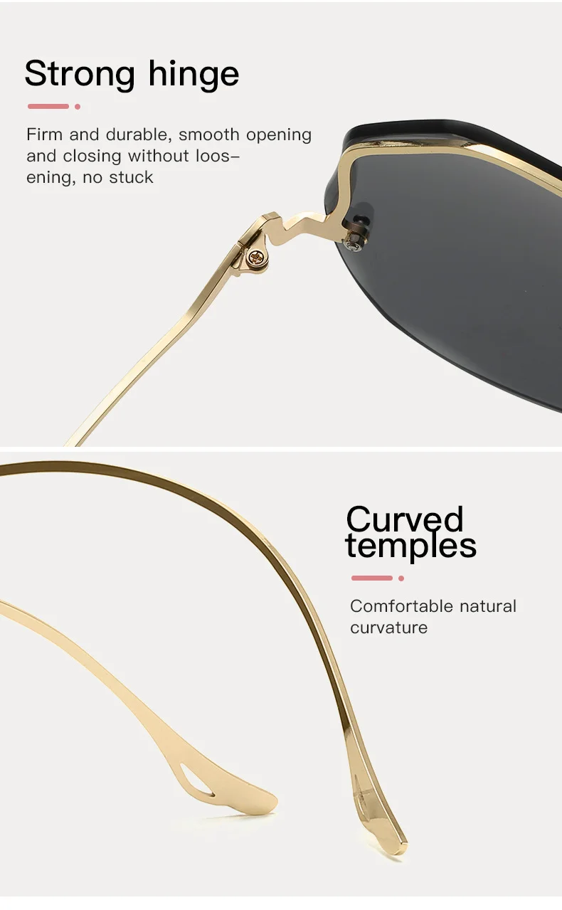Sunglasses Women Designer Round Gradient Rimless Metal Glasses_voghion.com