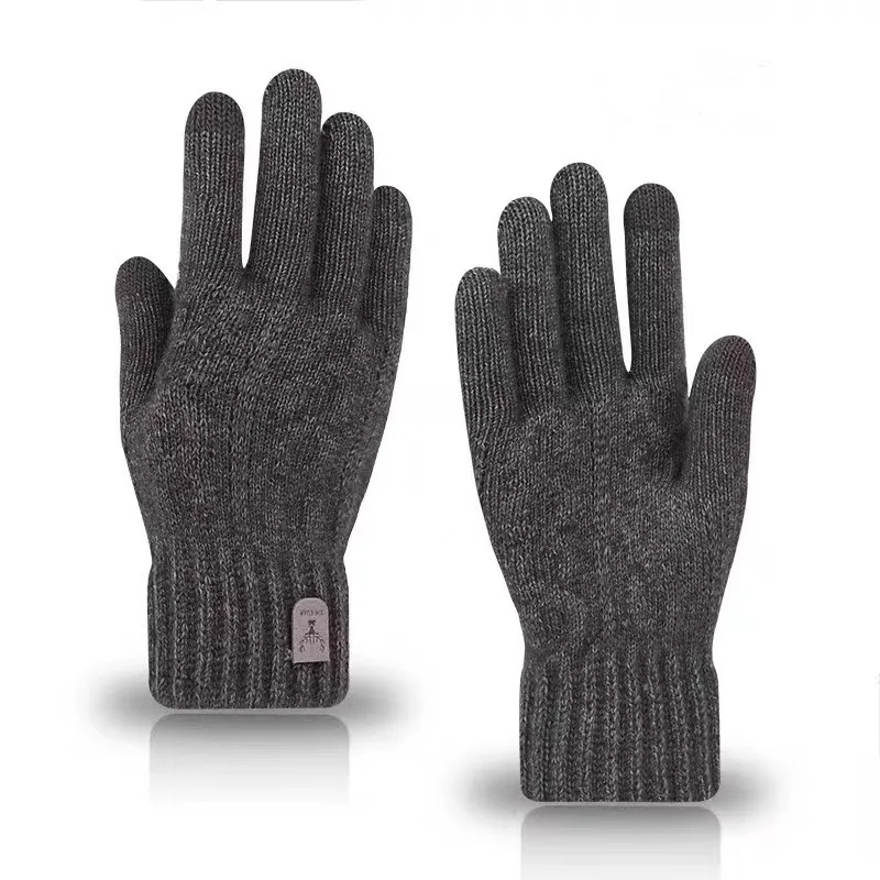Men's Warm Gloves Winter Touch Screen plus Fleece Wool Knitted