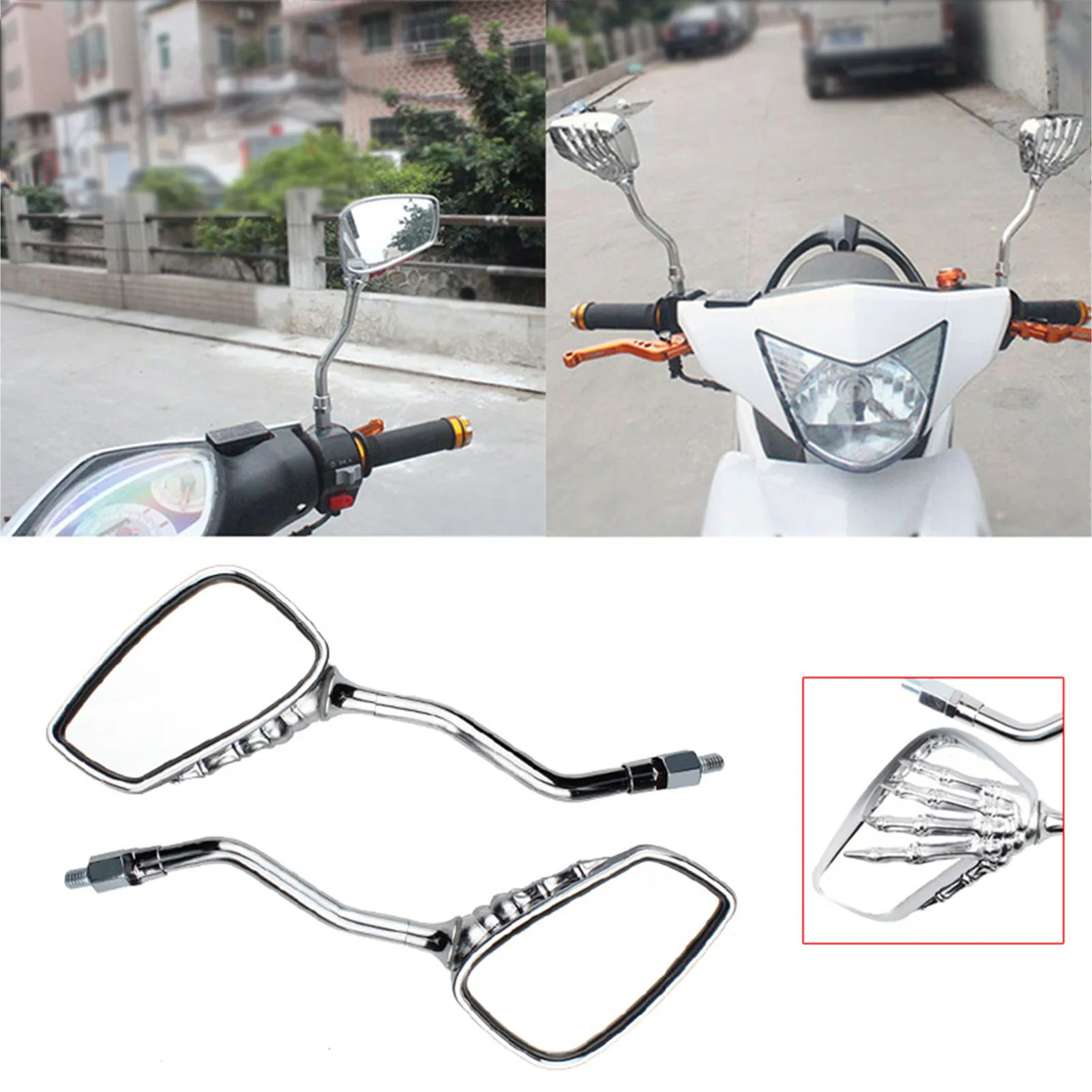 Motorcycle Side Mirrors Skull Hand Claw Chrome Handlebar Mirror  Hand Motorcycle Rear View Mirrors for Competitive Cyclists 2