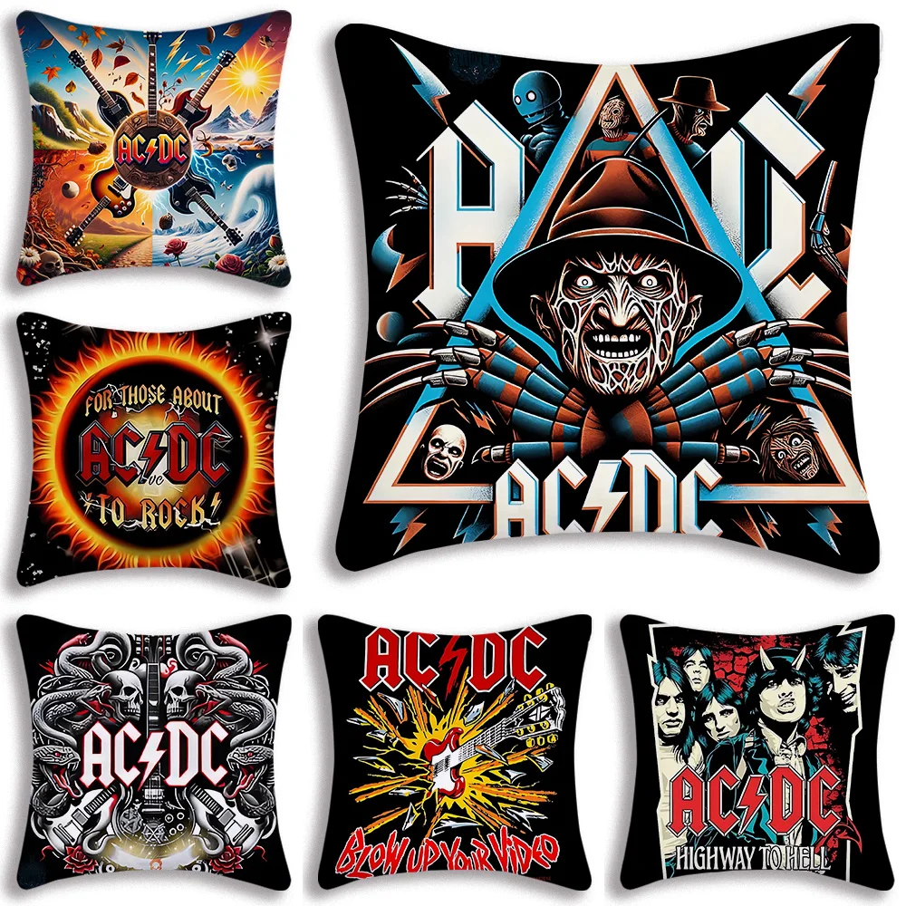 Pillow Covers Cartoon Rock Band ACDC Sofa Decorative Home Double-sided ...