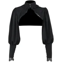 Gothic Lantern Sleeve Smock High Street Sexy Black Winter Long Sleeve Crop Top Aesthetic Fairy  Blusas Mujer De Moda 2022 - Image 5