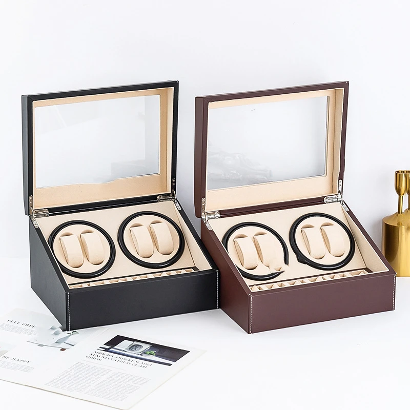 Leather Silent Movement Watch Winders Box Rotating Automatic Winder Watch Boxes Mechanical Watches Display Organizer Accessories