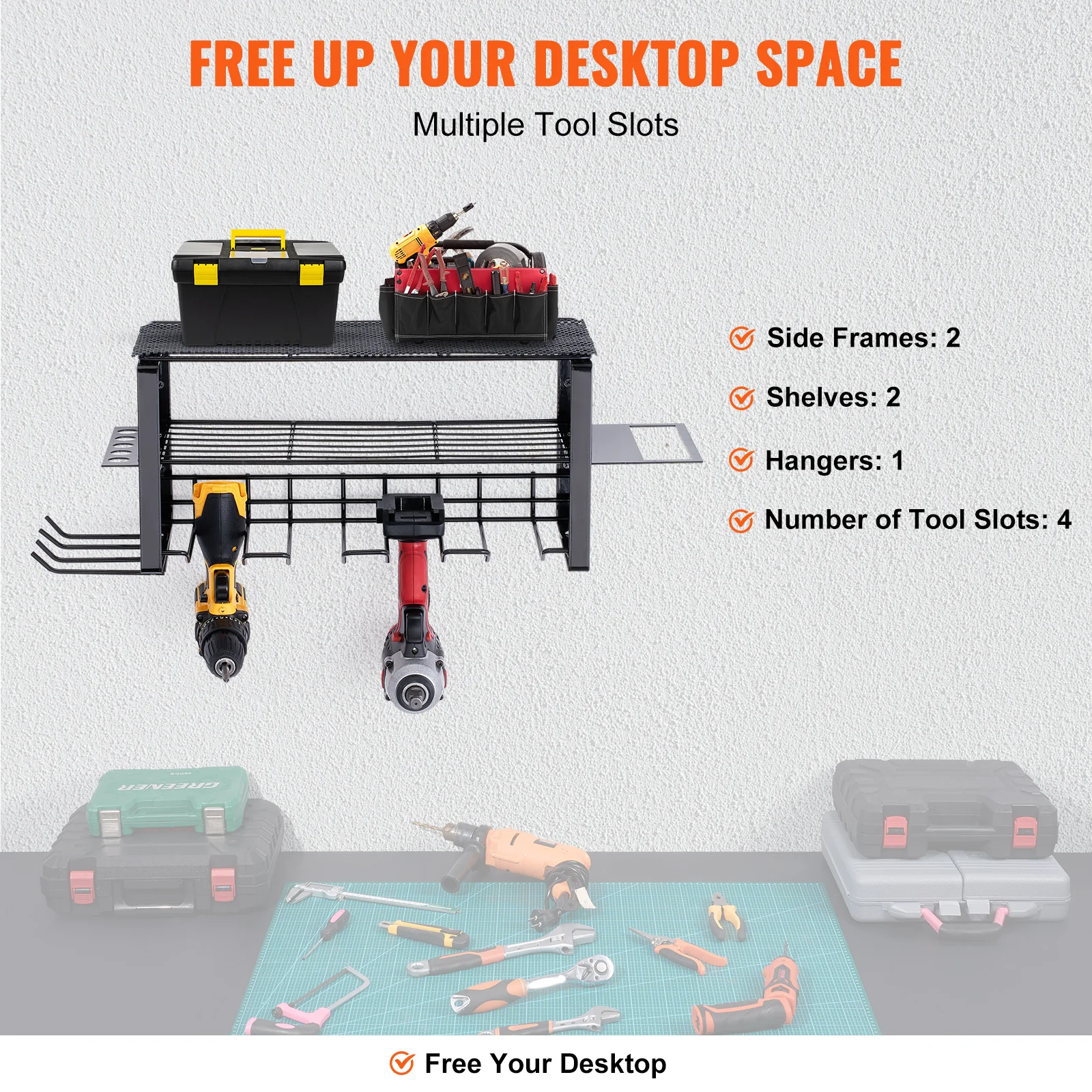 Power Tool Organizer Rack 3 Layers Wall Mount Wrench Electric Drill Holder Heavy Duty Tool Shelf for Workshop Garage tool organizer,wrench organizer,wrench holder,screwdriver organizer,power tool holder