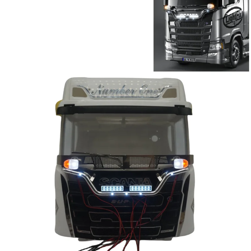 Cnc Front Mesh Led Light Lamp Faretto Centrale Per Tamiya 1/14 Rc Truck Scania 770S Actros Volvo Tractor Rc Trailer Lesu Tamiya