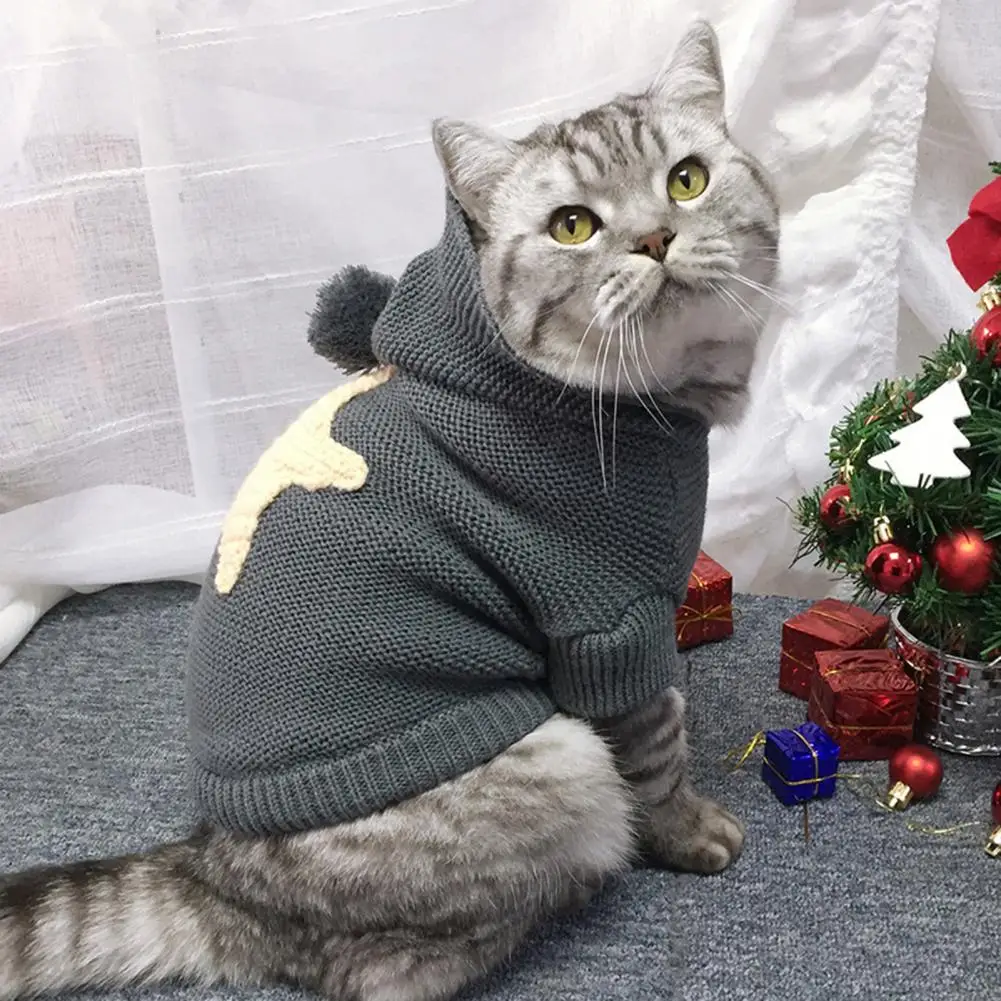 Vehomy 2-Piece Pet Christmas Sweater Set - Plaid Knit For Cats & Small Dogs - View #8