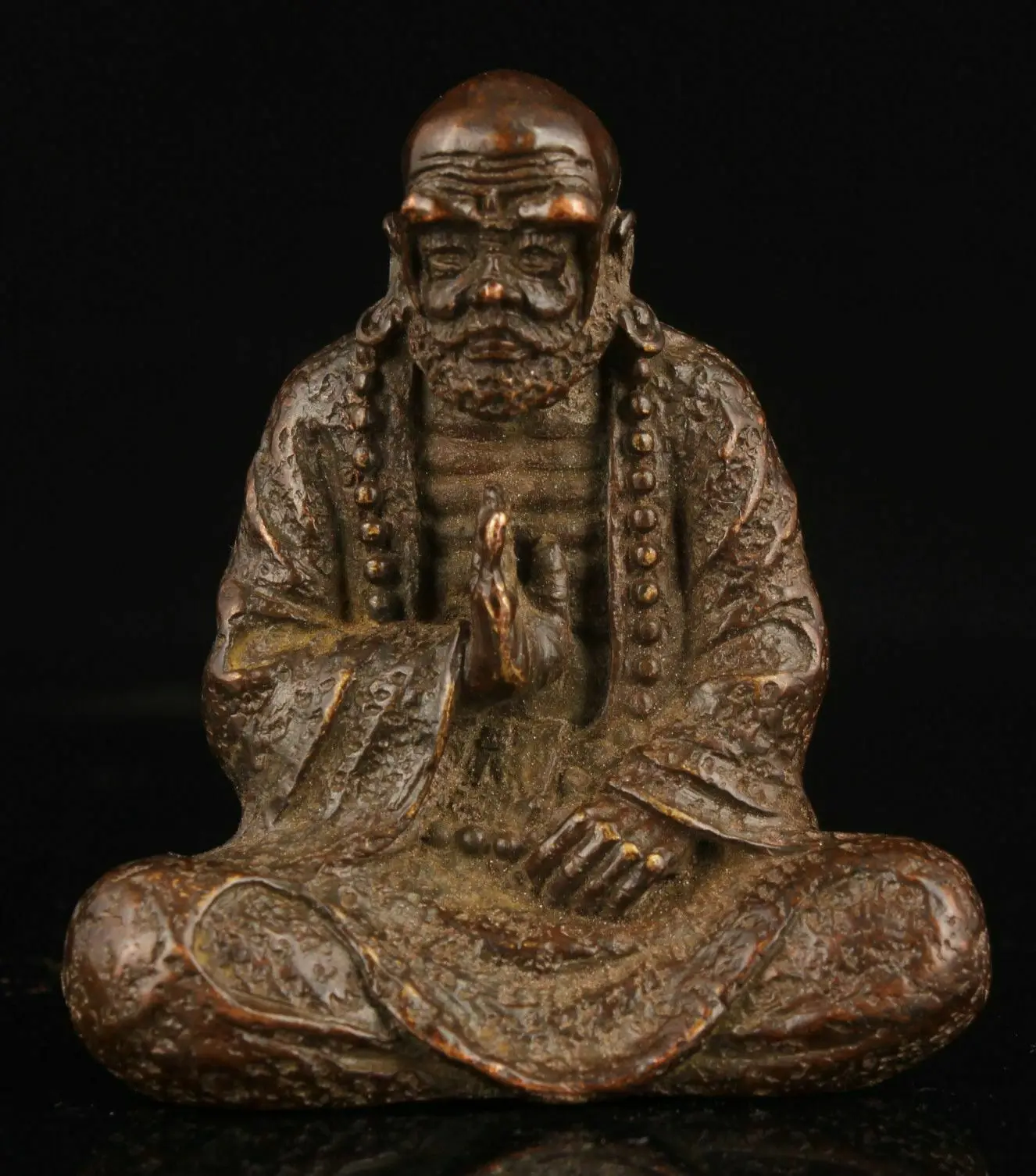 Collectibles Chinese Hand-Carved Retro Pure Red Copper Bodhidharma Statue Collection Ornaments Statues for Decoration 6