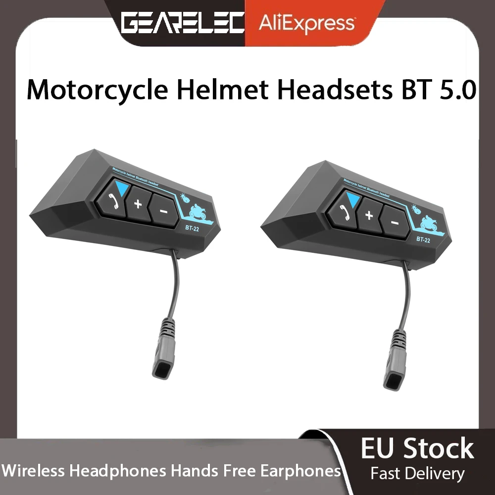 Gearelec Motorcycle Helmet Headsets Bt 5.0 Edr Waterproof
