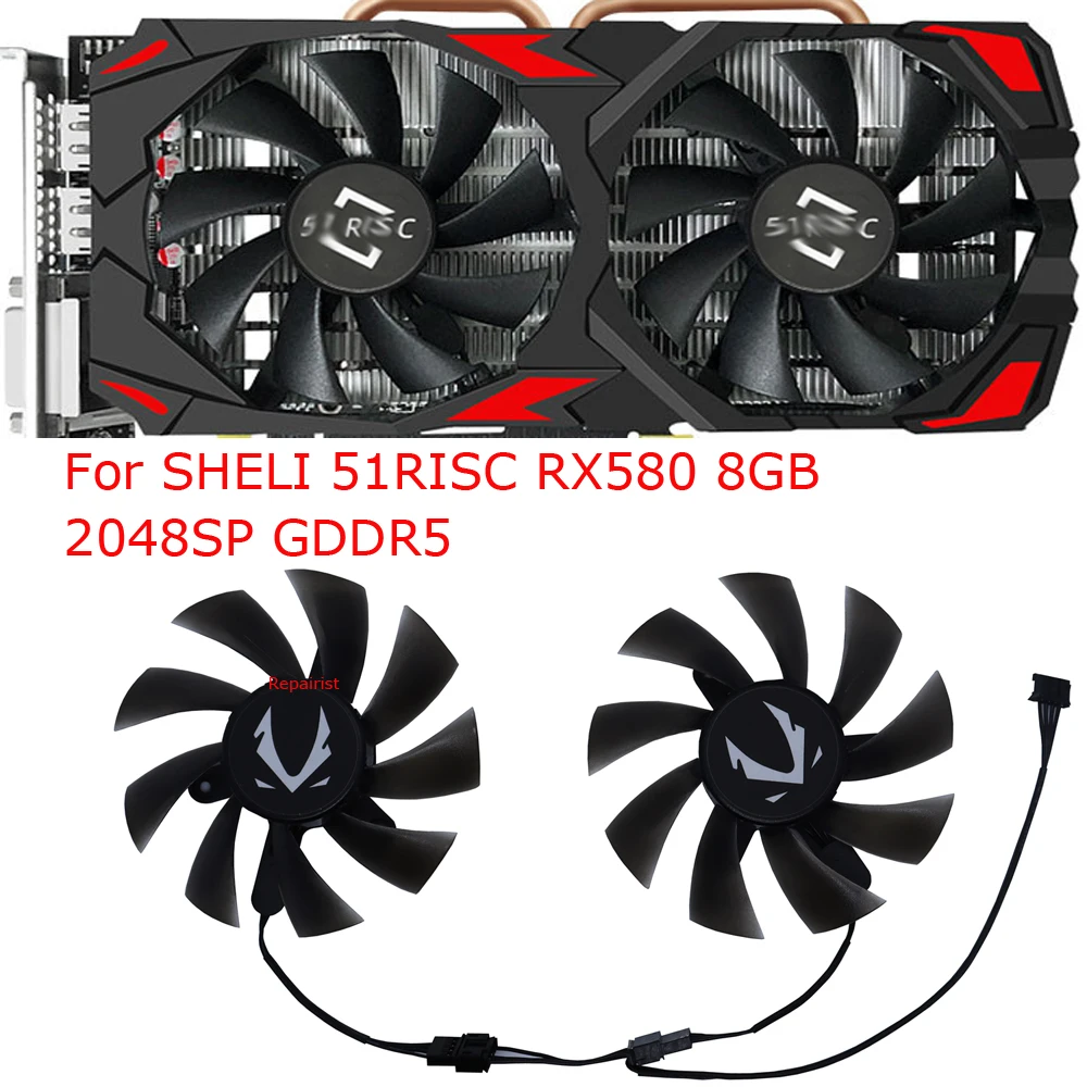 CF9015H12S ,그래픽 카드 선풍기, XY-D09015B,VGA 쿨러, 51Risc RX580 8G gaming 게임용, SHELI 51RISC RX 580 8GB 2048SP, 세트당 2 개