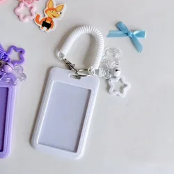 Charming Star - Themed ID Card Holder with Retractable Lanyard and Keychain附件 (White)