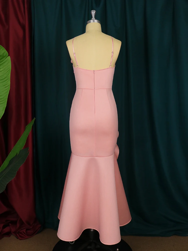 Ruffles Pink Big Flower Maxi Dress 4