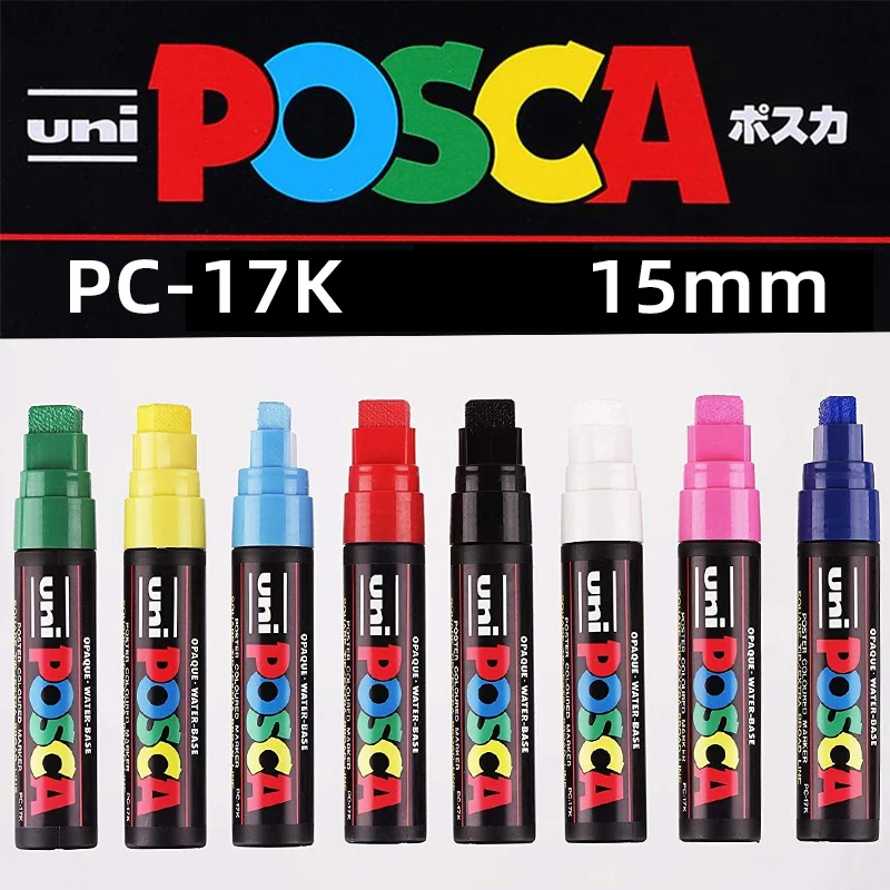 Uni Posca Set Pennarello, 8 Rotulador Colorato Permanente Pc-17K 15Mm Graffiti Pennarelli Pop Poster Stylo Drawing Paint Art Supplies