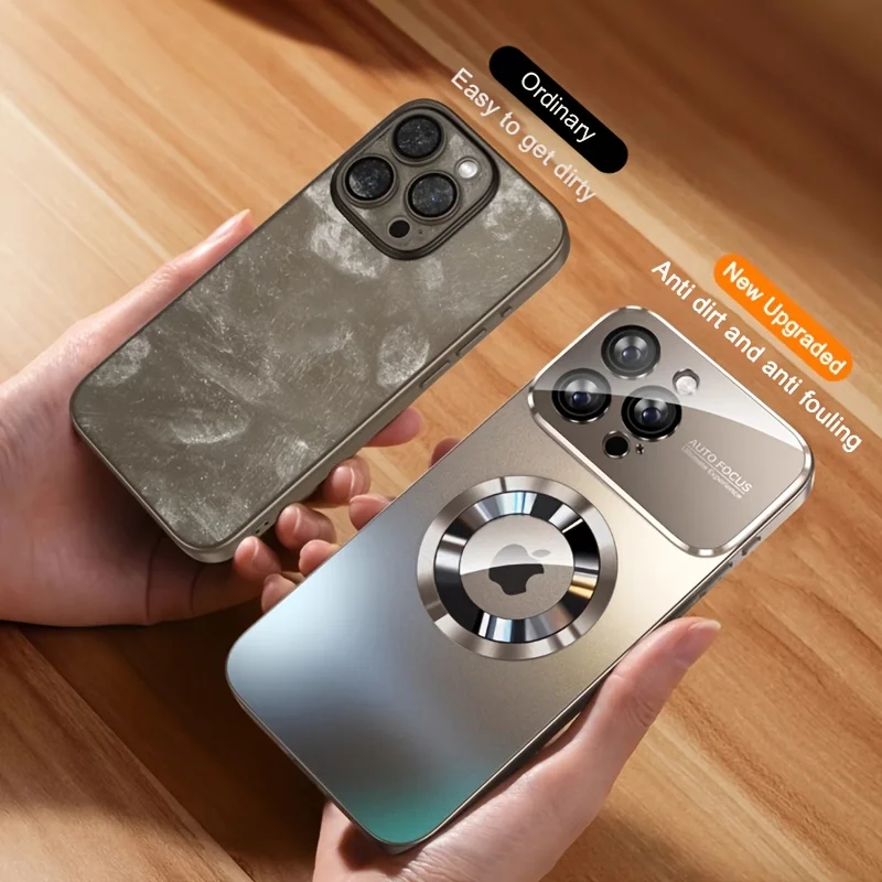 Luxury Titanium Metallic Matte Case with Glass Lens Protection Cover