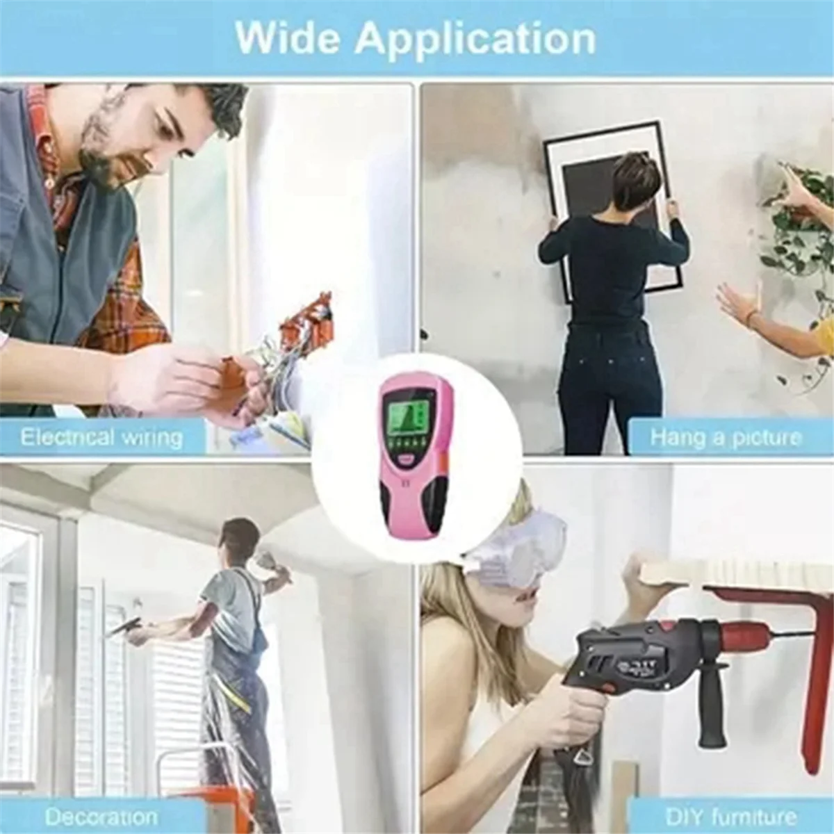 A62T-5-in-1 Wall Scanner Wood Current Detector Edge Center Finding Digital Stud Finder Sensor Wall Multi Function Scanner