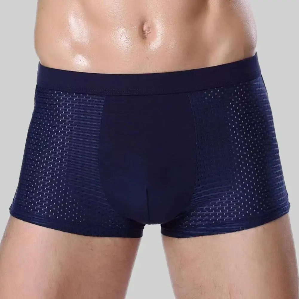 

Men Boxers Elastic Ice Silk Mesh Seamless Soft Breathable U Convex Quick Dry Moisture-wicking Firm Stitching Men Underpants Unde