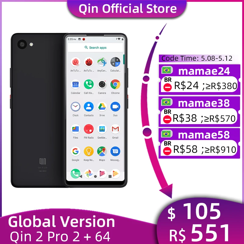 Смартфон глобальная версия QIN 2 Pro + 64 ГБ 5 '' 576*1440P задняя камера 13 МП