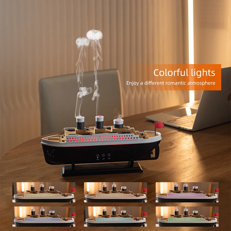 Retro Ship Air Humidifier Ultrasonic Aromatherapy Diffusers Mist Maker Fragrance Essential Oil Aroma Difusor Remote control 3