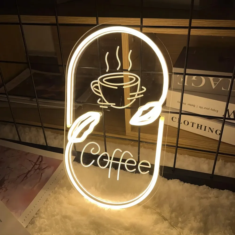 

12 Colors Coffee Neon Grave Sign Personality Led Lights For Cafe Shop Decoration Lamps on The Wall Decor Support Customized