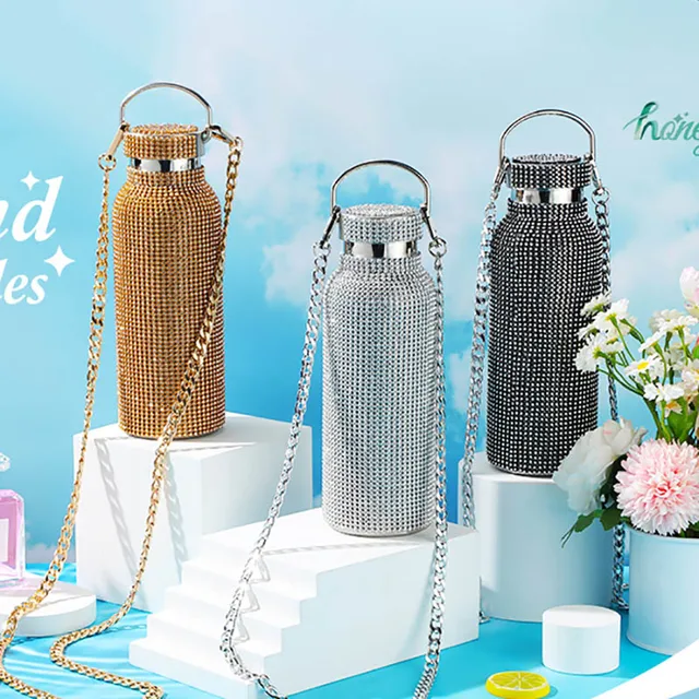 350ml/500ml/750ml Tumbler Insulated Cup Stainless Steel  Vacuum Flask Chain Sport Bottles Party Gifts for Girls 2