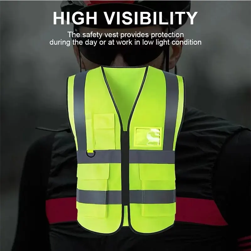Multi-pocket Reflective Safety Vest Traffic Vest Railway Coal Miners Uniform Breathable Racing Running Sports safety vests