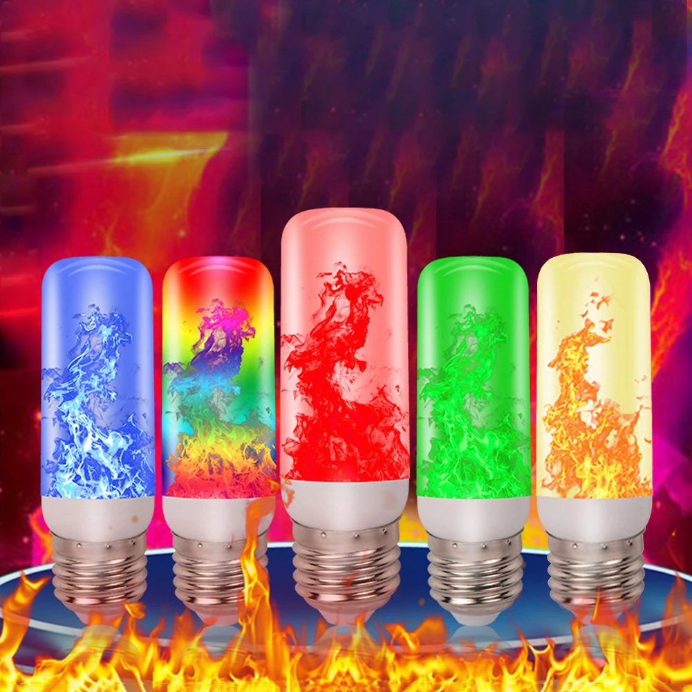 LED E27/E26 불꽃 전구 화재 램프 시뮬레이션 된 불타는 동적 불꽃 효과 깜박 거리는 LED 빛 불꽃 분위기 램프 홈 바