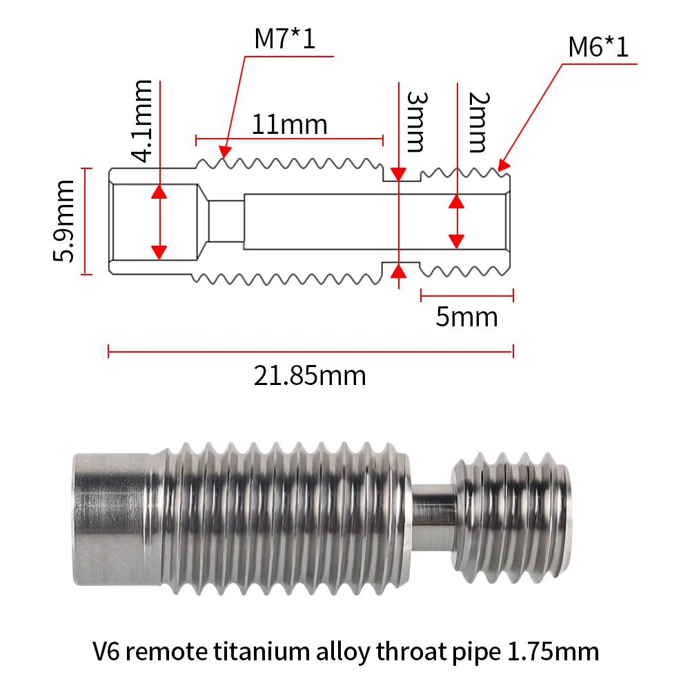 Suave All Metal Thread Garganta de liga de titânio E3D V6, M6, Peças