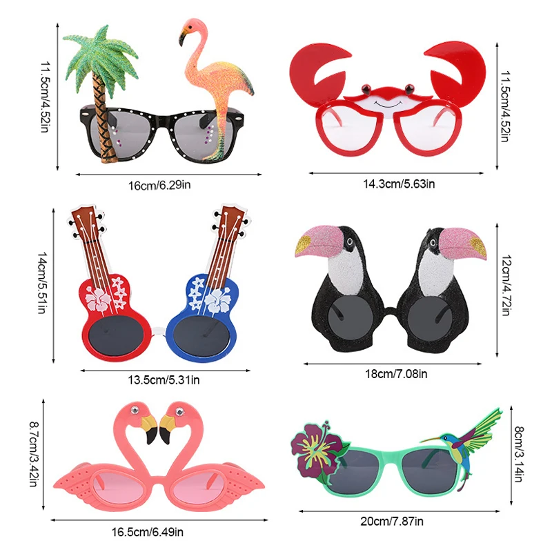 Hawaiian Party Sunglasses Summer Luau Tropical Beach Party Decoration Flamingo Photo Props Kids Birthday Favors Wedding Supplies